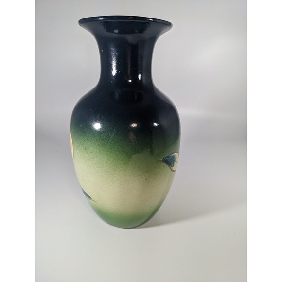 Vintage Hand Painted Tropical Exotic Orchid Floral 8" Flower Vase Art Nouveau - Picture 6 of 9